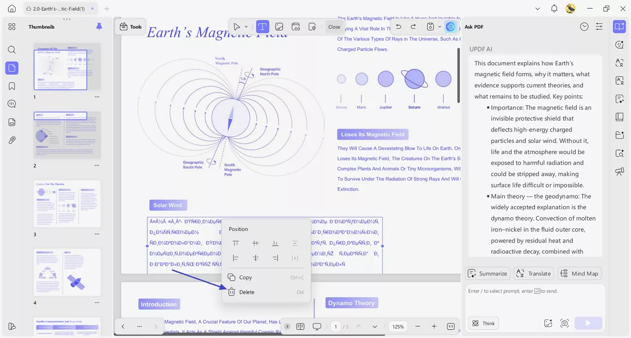 delete garbled text add new box