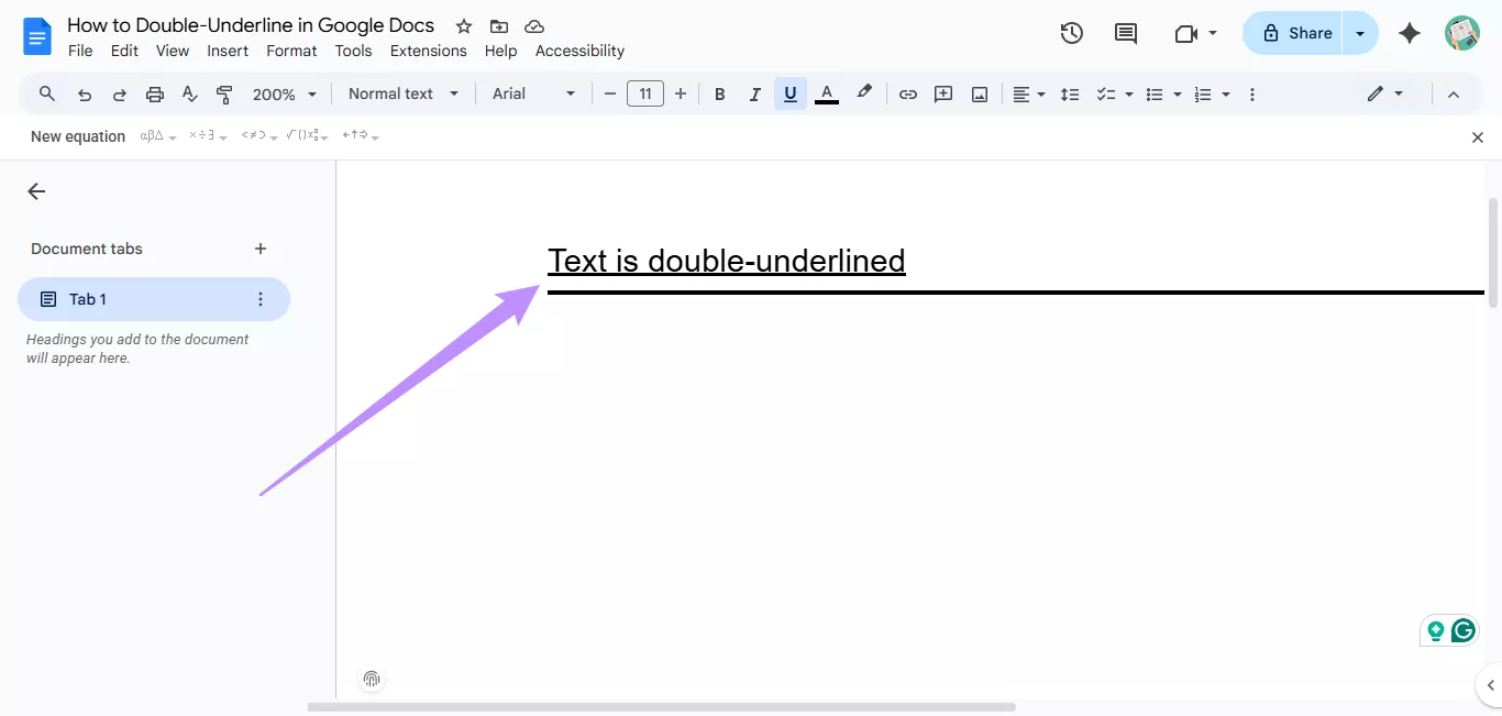double underlined text using border