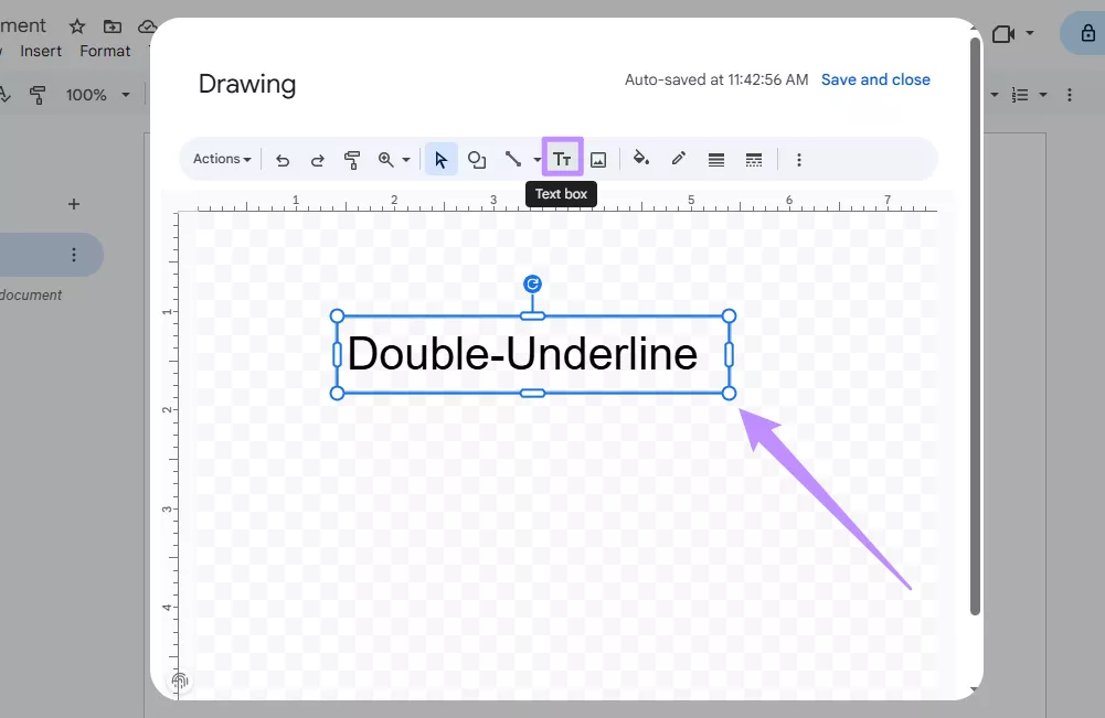select and draw a text box