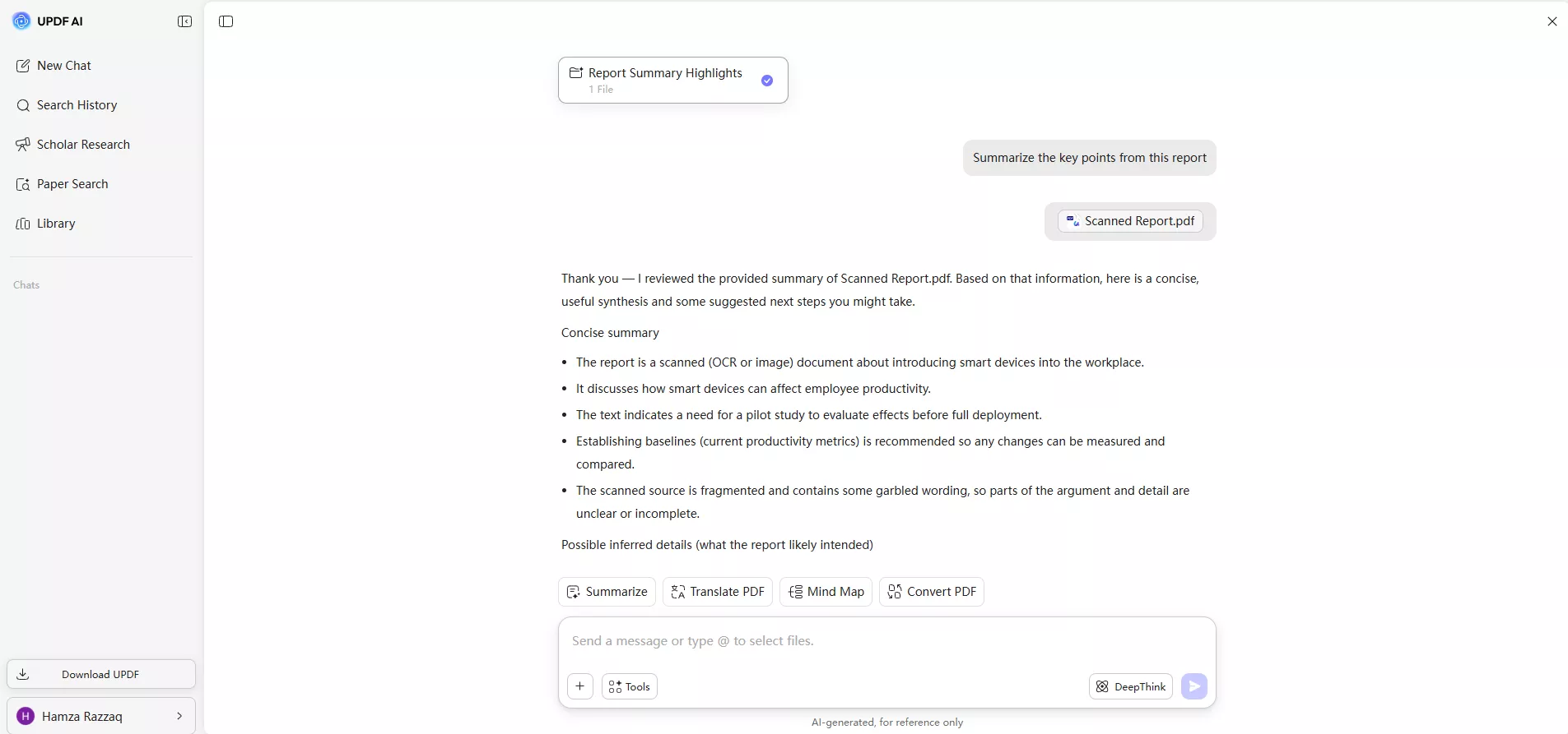 updf-ai-scanned-pdf-summary