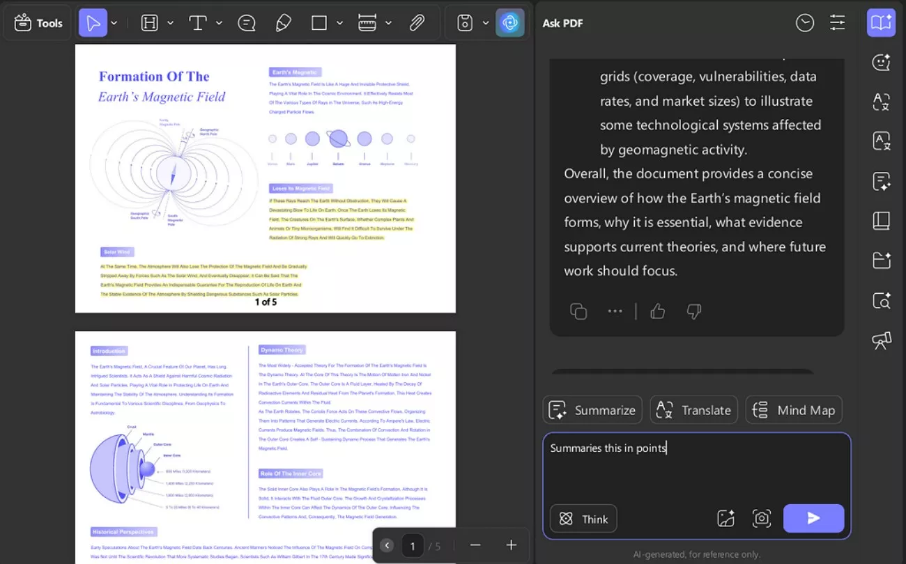 generate summary with updf ai
