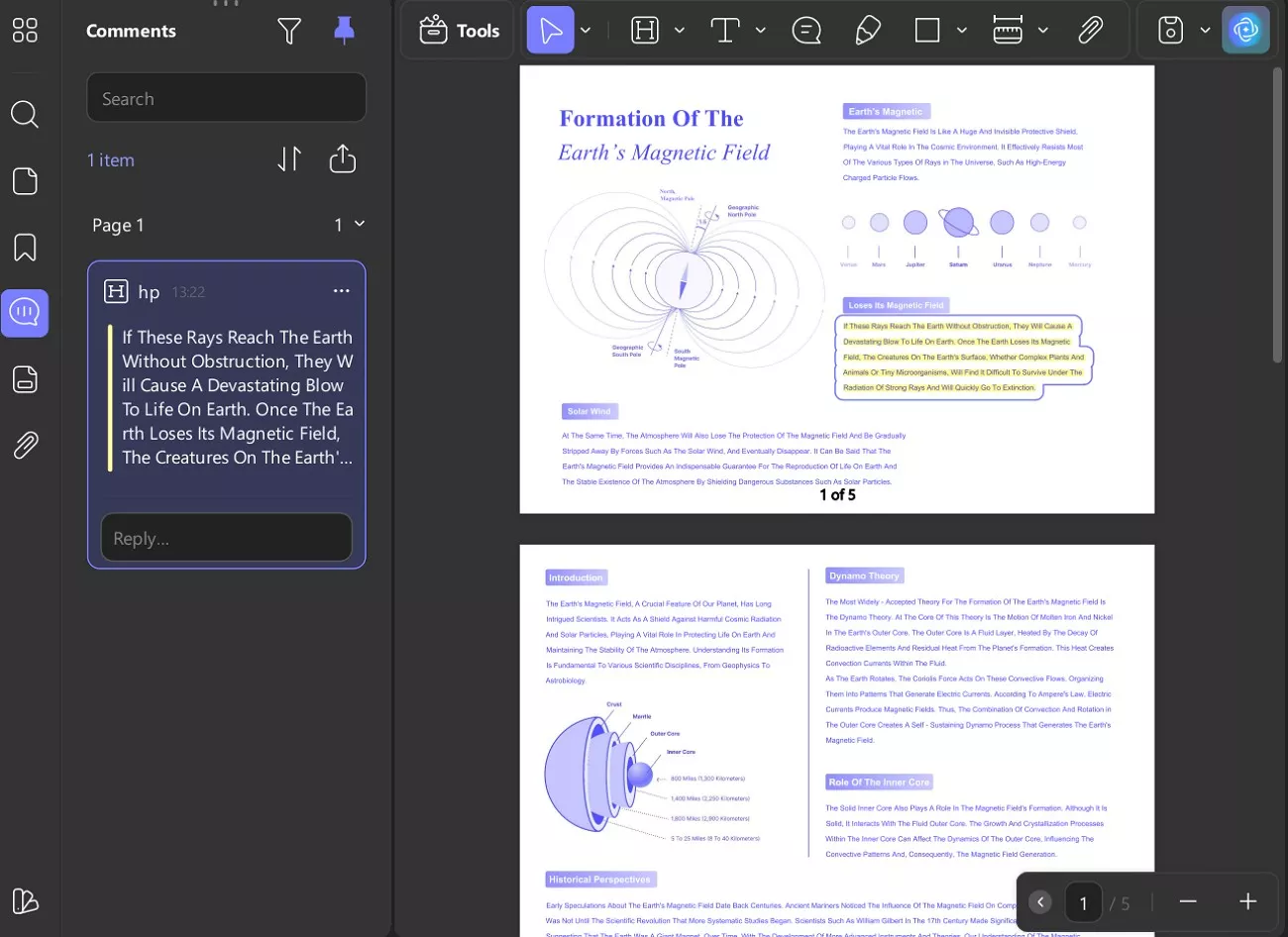annotate the pdf in updf
