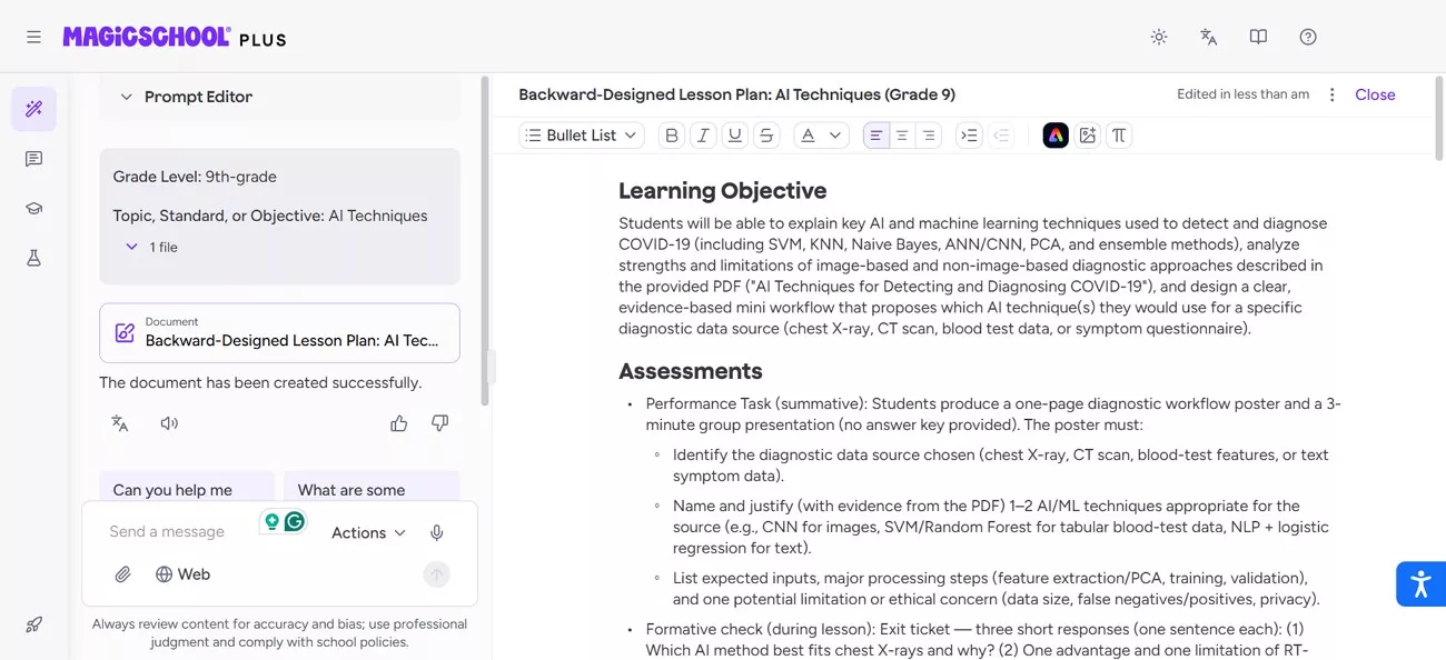 generate lesson plans with magicschool ai