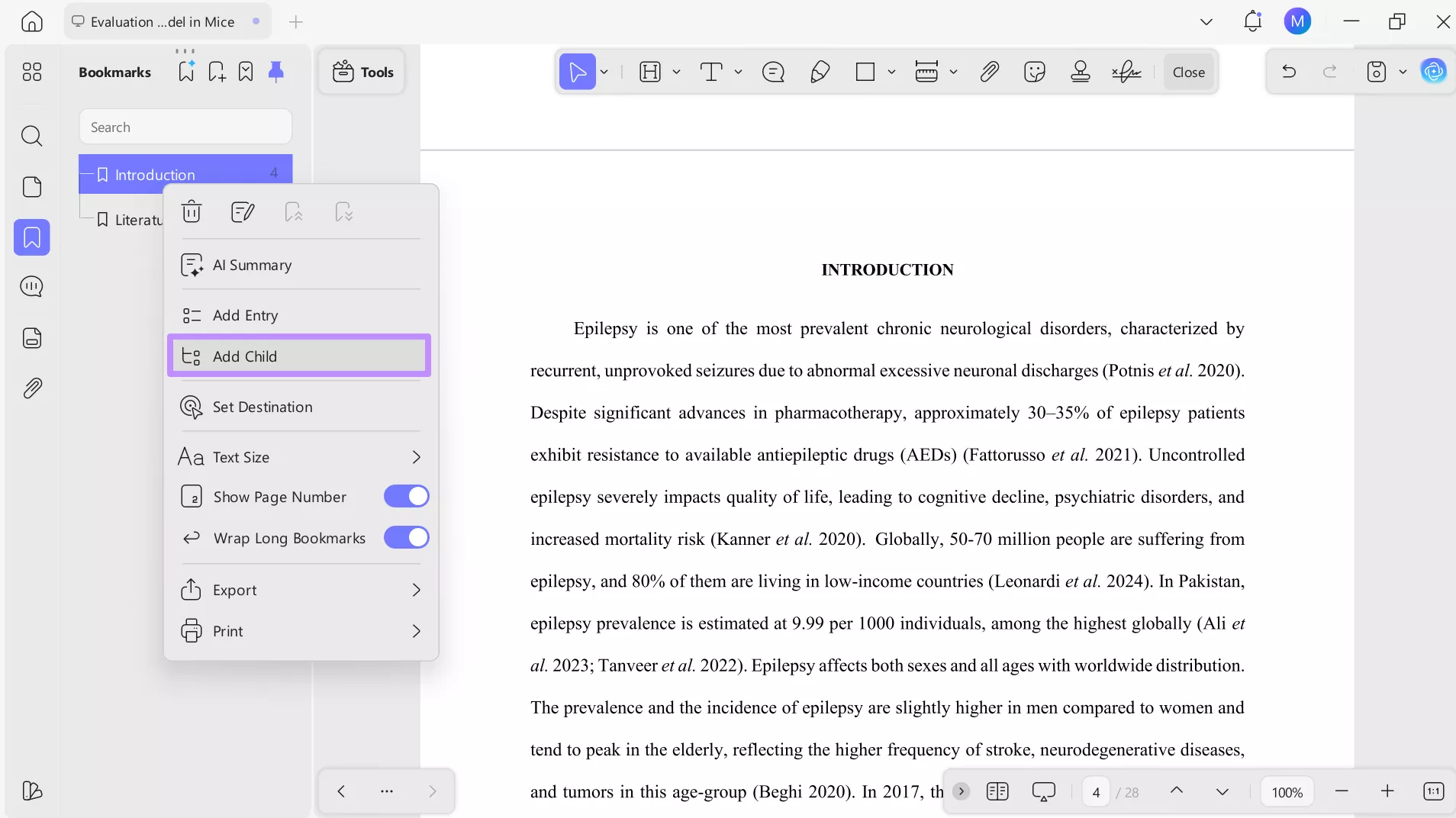 add child to your bookmark