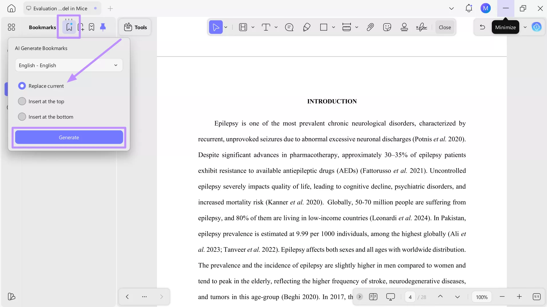 generate automatic bookmark with ai