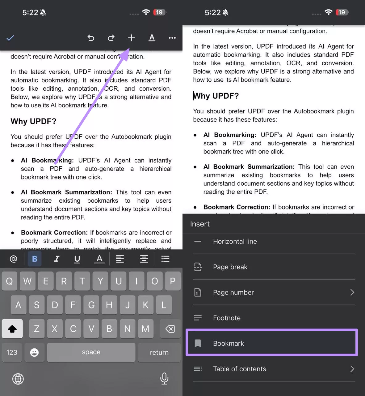 insert bookmark to your doc