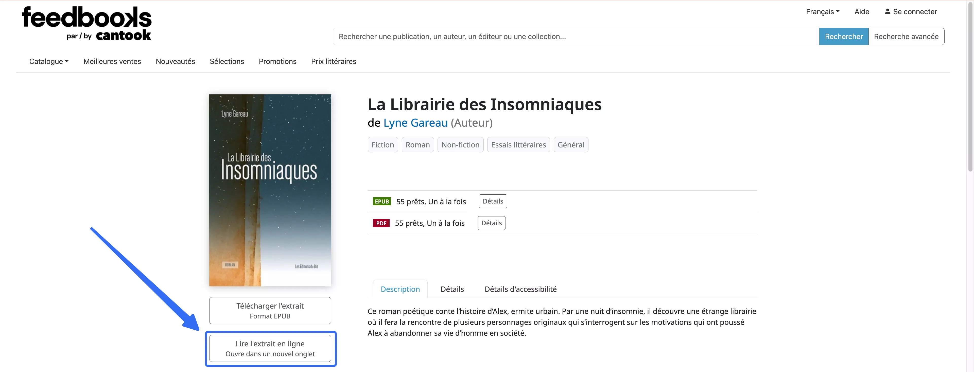 Cliquez sur le bouton « Lire l'extrait en ligne ».