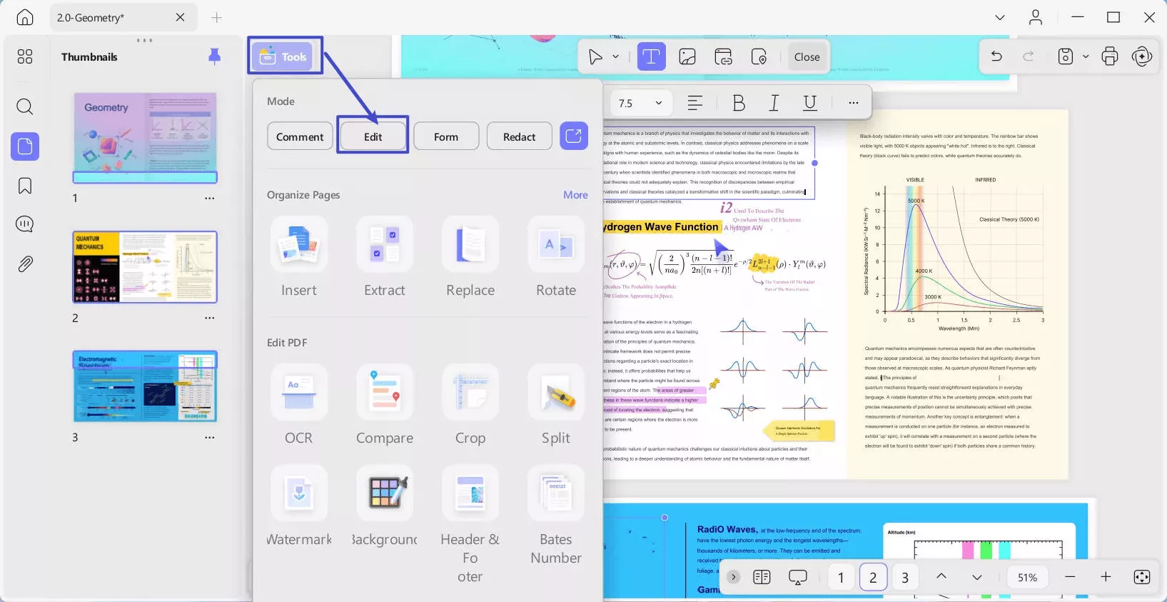 UPDF Edit PDF feature
