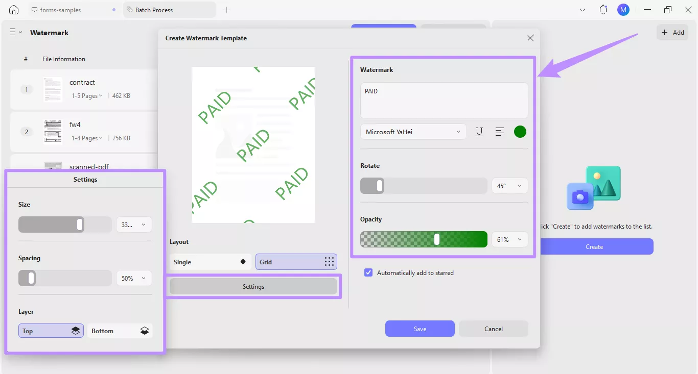 customize paid batch-watermark template