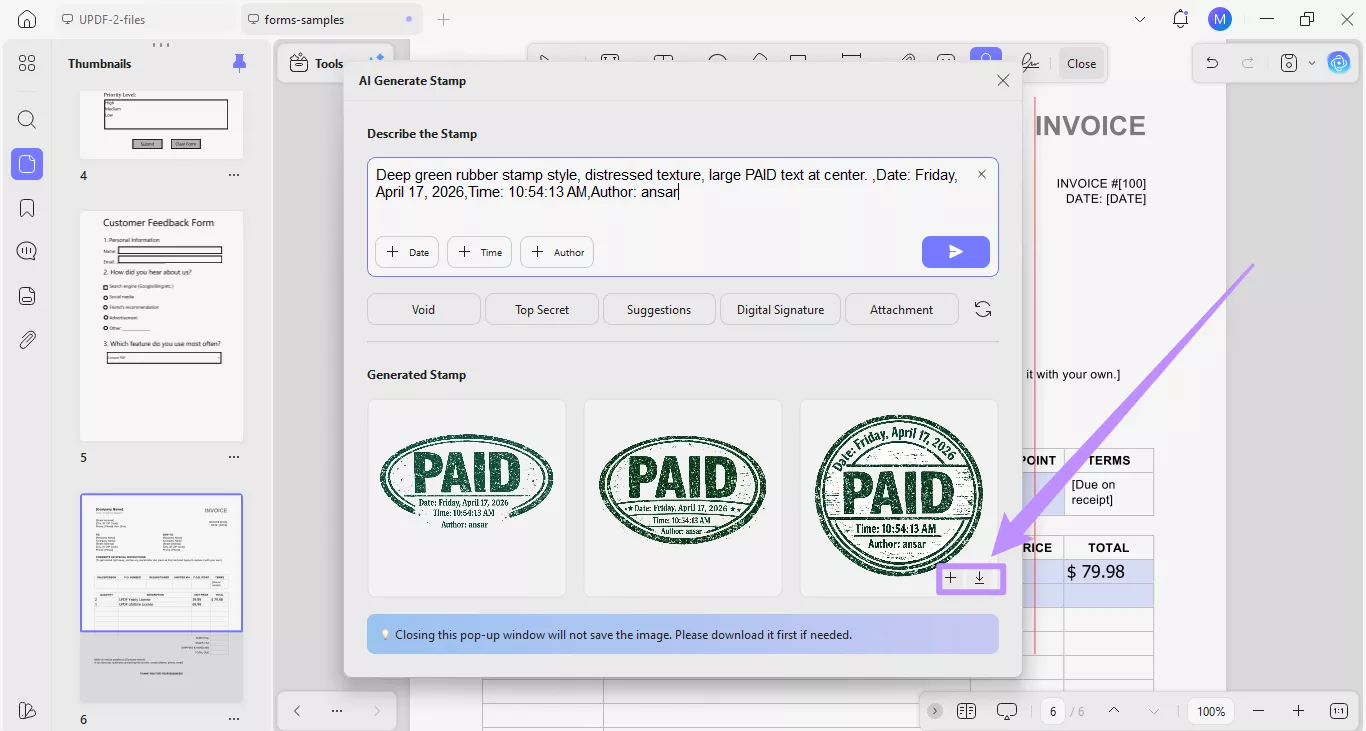 add or download paid ai stamp
